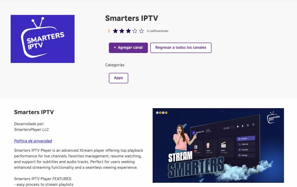 Instalación de Smarters IPTV en Roku TV para ver IPTV en Chile
